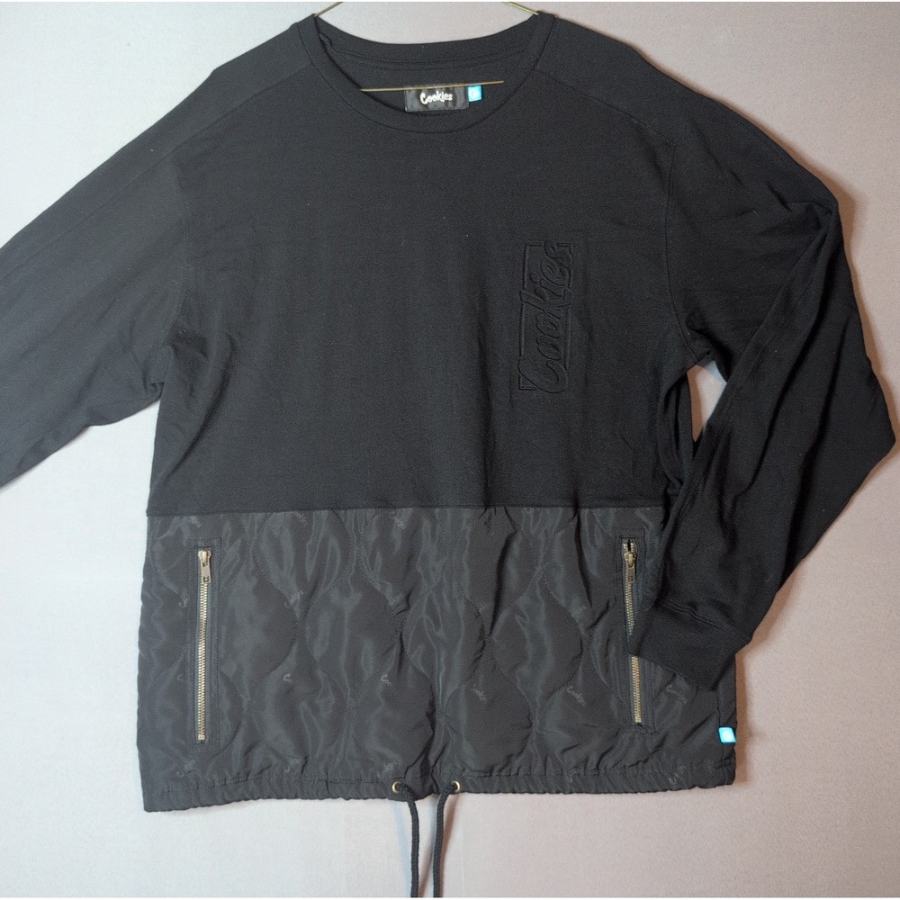 Cookies SF Clothing Mens Long Sleeve Shirt black Sz Large Zip Pocket